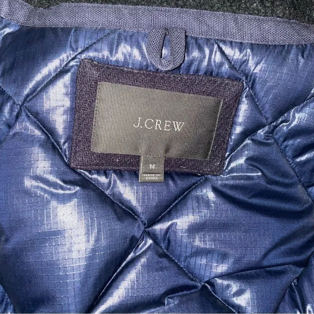 J Crew Parka Coat Burbridge Mixed Media Navy Charcoal